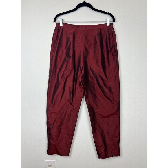 Vtg 80's Neiman Marcus 100% silk suit set- burgundy sequin trim sz 12 retro - Picture 6 of 11